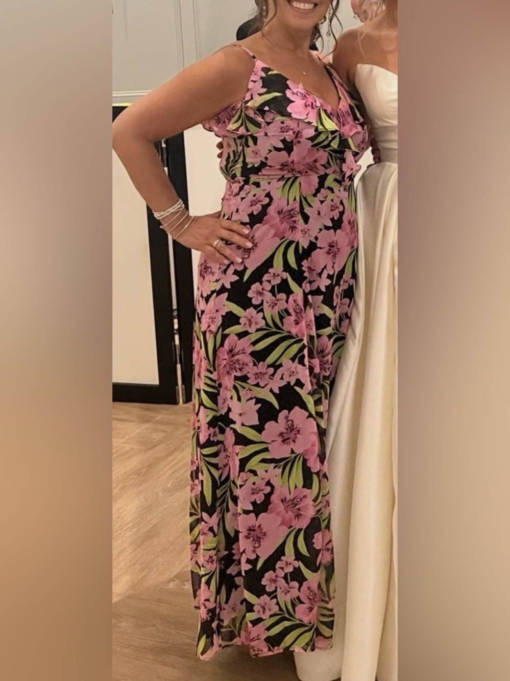 Bar III Maxi Dress with Pink Floral Print szM - Picture 3 of 15